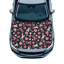 Car Hood Cover Elastic Polyester Waterproof Breast Cancer Awareness Car Hood Protection Premium Sublimation Print Auto Hoods Cover with Elastic Band