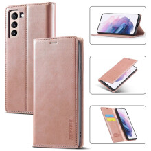 LC.IMEEKE Leather Flip Wallet Case for compatible with Samsung Galaxy S21 FE 5G – Magnetic Closure, Card Holder, Shockproof, Kickstand