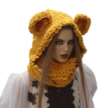 Winter Hat with Bear Ears for Women and Teens