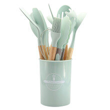 12-Pc Wooden Handle Kitchen Utensil Set – Non-Stick Safe, Heat-Resistant Wood Handles, BPA-Free Nylon Heads, 8 Colors