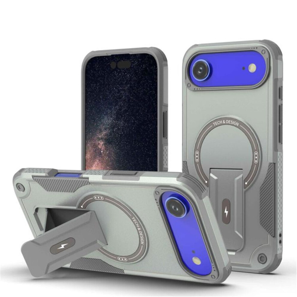Magnetic Case For Iphone Air 6.5", Magsafe Compatible, Invisible Kickstand, Rugged Shockproof Cover, Grey 9353595640665