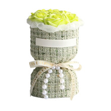 Mini Artificial Rose Bouquet Lifelike Textured Wrap Pearl