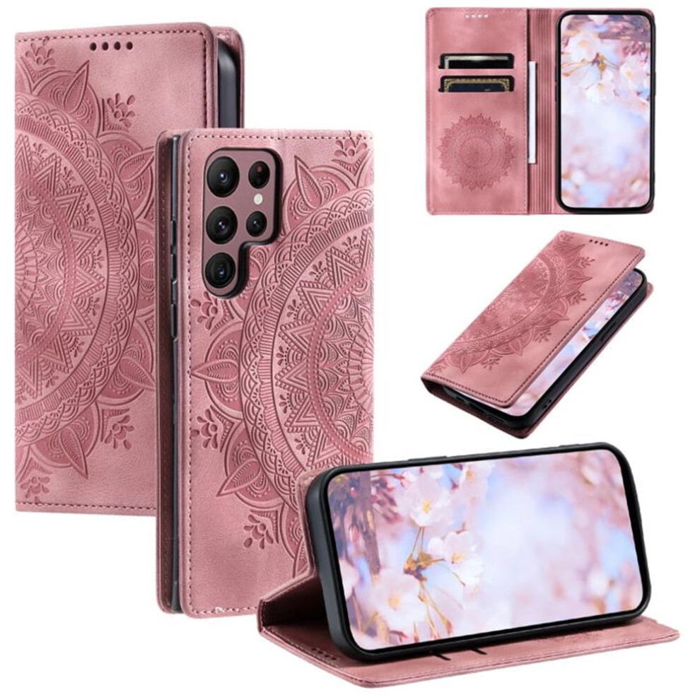 Pu Leather Flip Wallet Case With Magnetic Closure & Card Slots, Compatible With Samsung Galaxy S25 Ultra 5G 6.9" Pink 9557311954467