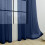 Solid Color Semi-Sheer Curtains – Double-String Polyester Rod Pocket Curtain Panels, Navy 1
