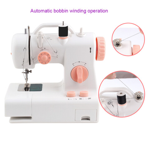 2Pcs Mini Sewing Machine Double Thread Portable Multi-Color LED Light 2