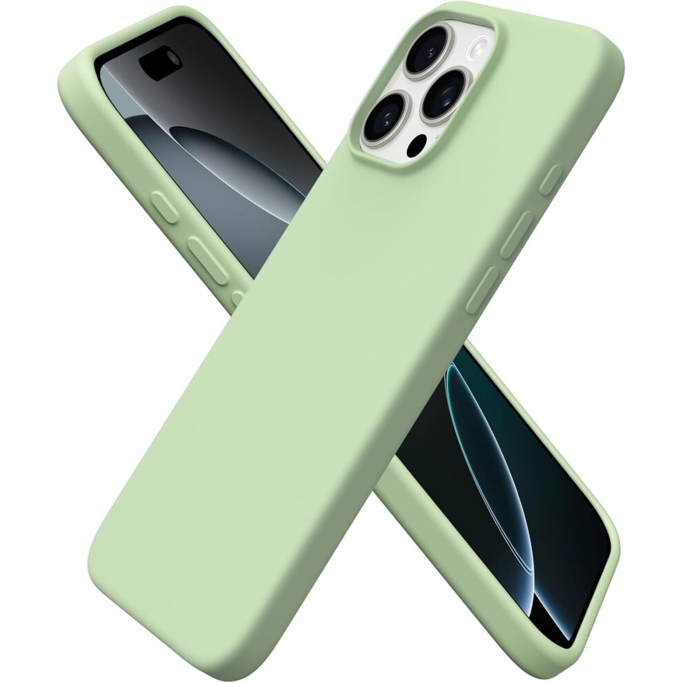Compatible Withiphone 16 Pro Case, Slim Liquid Silicone 3 Layers Soft Gel Rubber Shockproof Protective Case, ,6.3 Light/Green 9353595638792