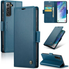 CaseMe Wallet Case for Samsung Galaxy S21 FE – Premium Leather, RFID Blocking, Card Slots, Kickstand, Magnetic Clasp, Shockproof