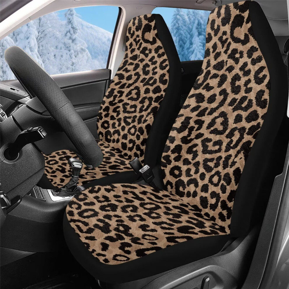 Leopard Print Car Seat Covers (2 Pack), Soft & Breathable, Non-Slip, Compatible With Van/Suv/Truck/Pickup Coral 9327961729339
