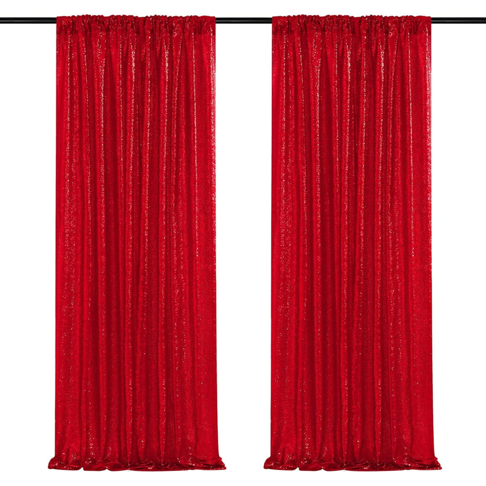 Sequin Backdrop Curtains 2 Panels 2 Ft X 8 Ft Red 975221384997