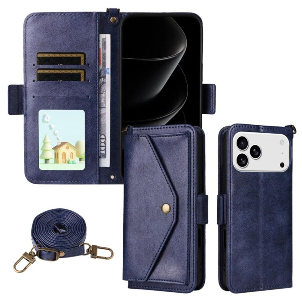Leather Wallet Case For Iphone 17 Pro Max Blue 913211552711