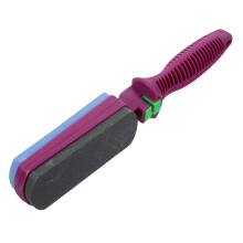 Purple Carborundum Kitchen Sharpener with Comfortable Grip for Faster Sharpening and Longevity 4.5 Inches