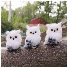 White Plush Owl Ornaments 2.95-Inch 3-Pack