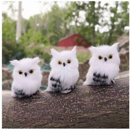 White Plush Owl Ornaments 2.95-Inch 3-Pack