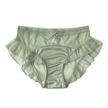 Women's Seamless Panty High Waist No Show Invisible Ruffle Ice Silk Stretch Soft Underwears Bikini Underwear Hipster