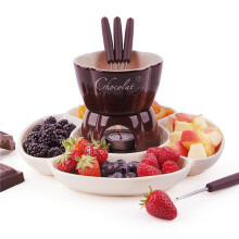 Fondue Set With Elegant Design And Dishwasher Safe Ceramic Bowl, Featuring Double Operation Mode And Tea Light Included For Ideal Party Supplies That