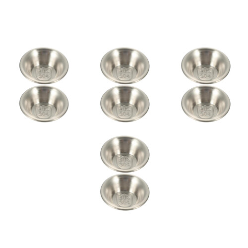 8Pcs Multi-Function Silver Sauce Cups Stainless Steel Condiment Bowls