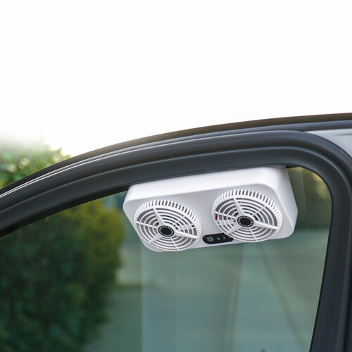 2Pcs USB Car Ventilation Fan ABS White Auto Exhaust Cooling Fan 2