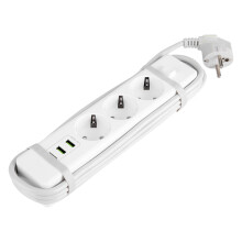Efficient Dual Output Surge Protector With USB, Long Power Cord for Mini White Electronics