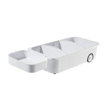 Customizable Kitchen Caddy for Under Sink Organizer, Rolling Storage Bin with Adjustable Bathtub Caddy, Under Sink Storage Bin for Kitchen Bathroom
