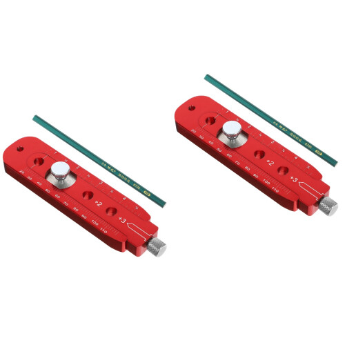 2Pcs Woodworking Drawing Compass Red Metal Scribe Tool for Carpentry 2
