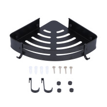 Estante esquinero para ducha, estructura flexible y curvada, gran capacidad de carga, acabado negro mate para baños con estilo.