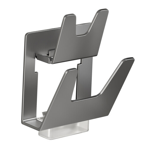 Wall Mount Pot Lid Rack Double Layer Gray with Draining Tray, Space Aluminum