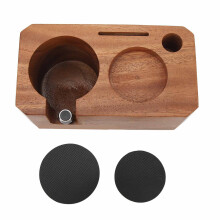 All-In-One Coffee Brewing Station With Tamper Knock Box Portafilter Holder, Non Slip Self Stick Grippers For Stable Placement Rounded Corners Design