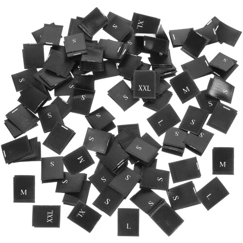 2000Pcs Black Fabric Size Labels for Clothing Sewing Clear Printed 2