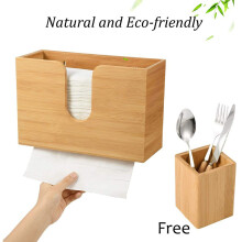 Wall-Mounted & Countertop Paper Holder, Durable Solid Wood Paper Organizer For C-Fold, Z-Fold, Trifold Hand Towels, Stylish Bamboo Design For Kitchen