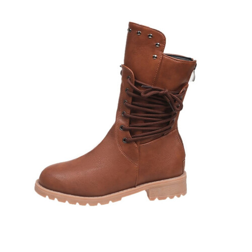 Γυναικείες μπότες Willtoo Vintage Rivet Cowboy, αντιολισθητικές μπότες με κορδόνια στο πλάι 2