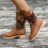 Γυναικείες μπότες Willtoo Vintage Rivet Cowboy, αντιολισθητικές μπότες με κορδόνια στο πλάι 6