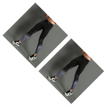 2Stk Herren Laufleggings Kompressionshose Grau Stretch Sportswear