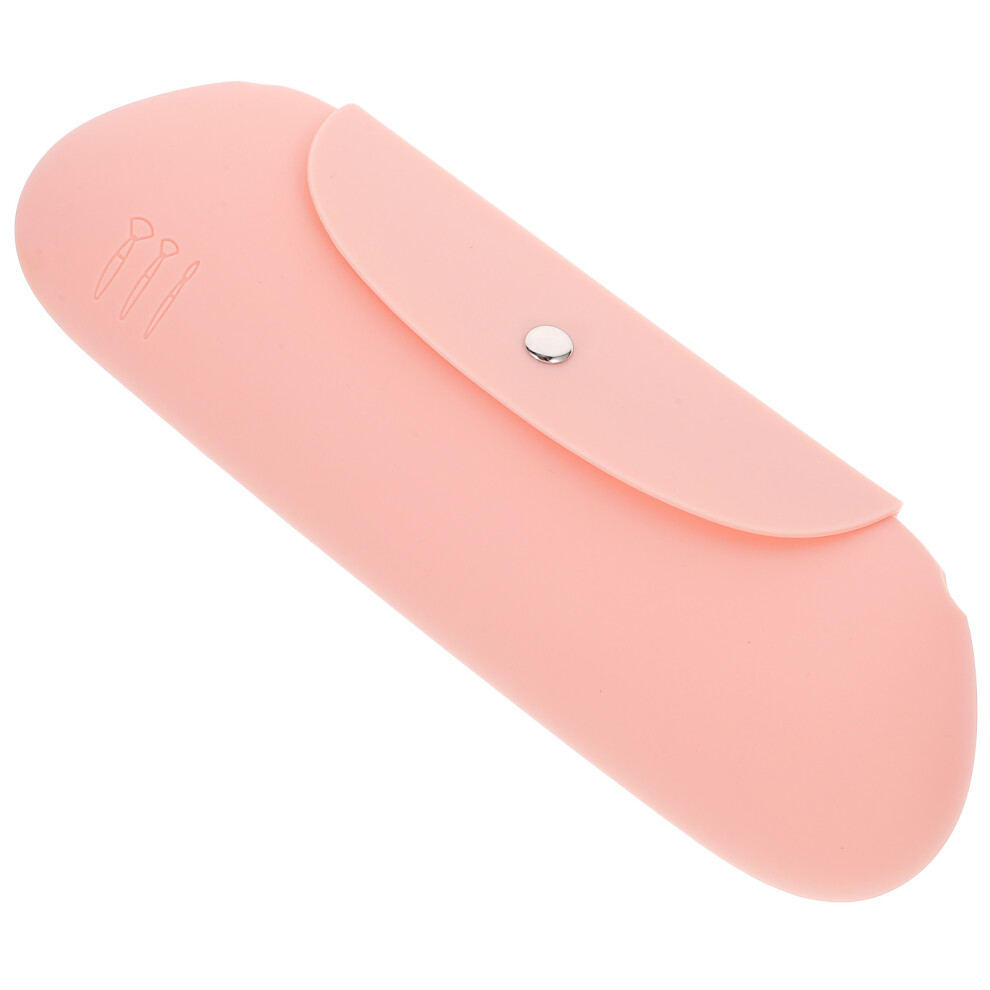 Inoomp Pink Portable Silicone Makeup Brush Organizer Bag For Travel