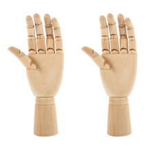 2Pcs Solid Wood Hand Model Jointed Movable Desktop Ornament