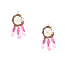 2Pcs Decorative Pink Catcher for Car and Kids with Beads