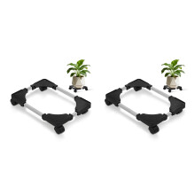 2Pcs Movable Flower Pot Base Tray Heavy Duty Black Plastic with Wheels