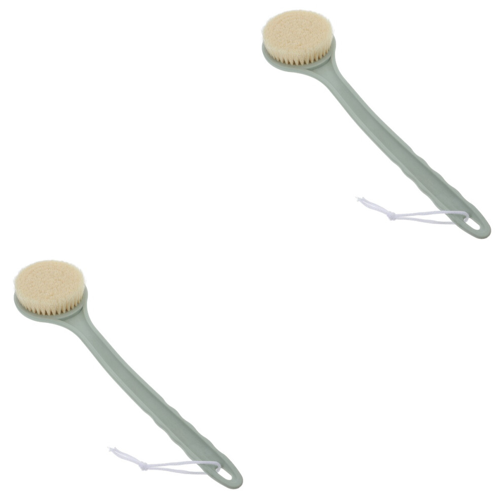 Inoomp Green 2Pcs Bath Brush Long Handle Comfortable Texture For Dry Brushing
