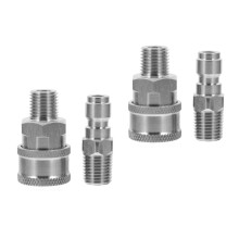 2Sets Stainless Steel Pressure Washer Quick Connect Couplers Silver