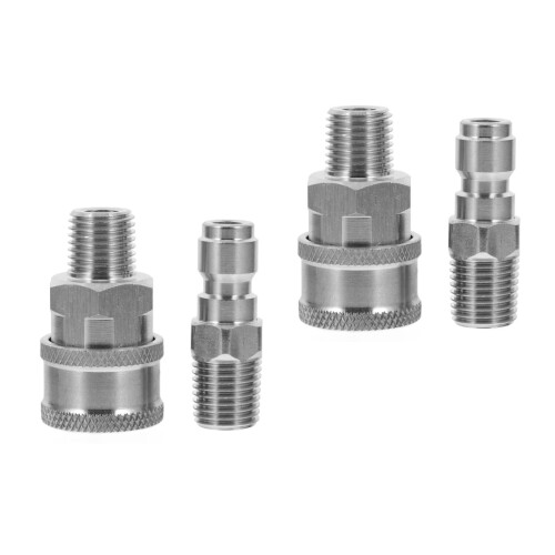 2Sets Stainless Steel Pressure Washer Quick Connect Couplers Silver