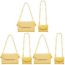6Pcs Golden Mini Shoulder Bag Models Miniature Doll House Decor Craft