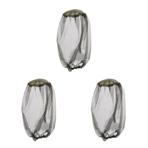 3Pcs High Density Mesh Mosquito Head Nets Olive Green for Outdoor Use