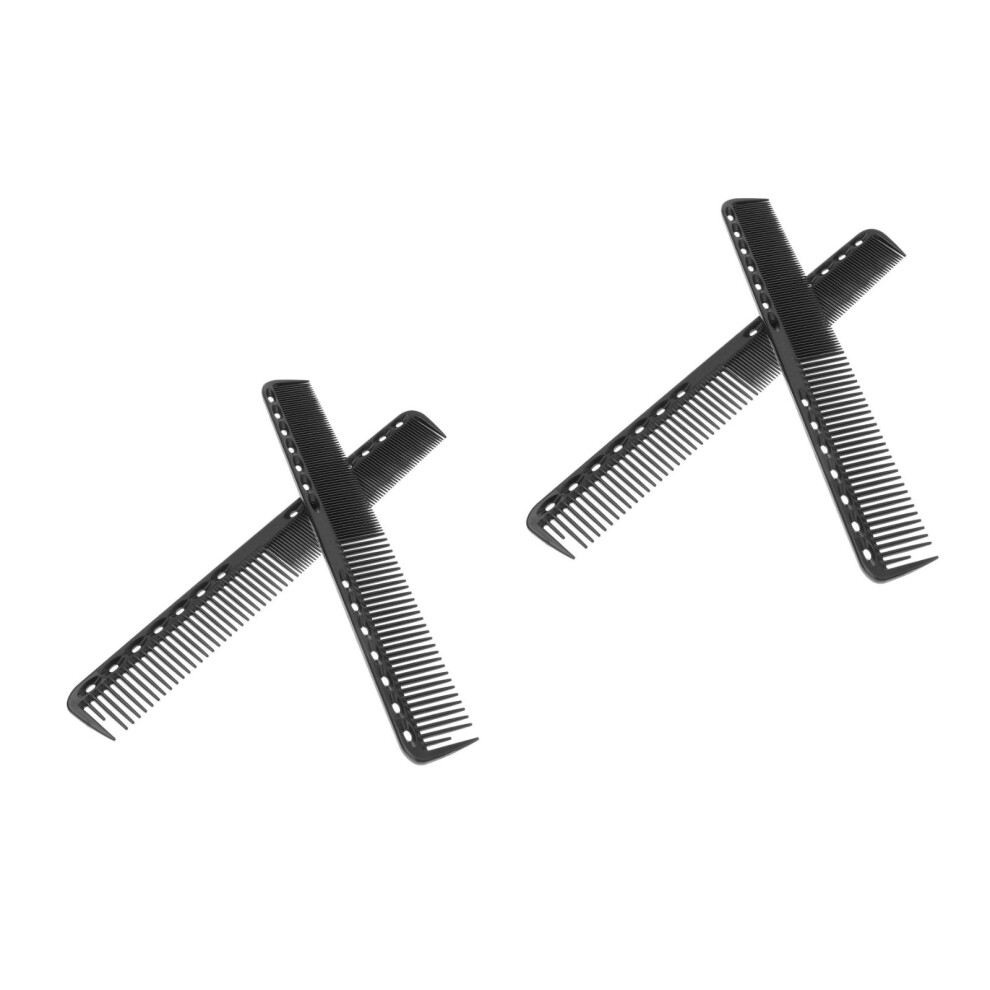 Unisex Black 4Pcs Plastic Salon Hair Combs Double-Sided Fine And Coarse Teeth