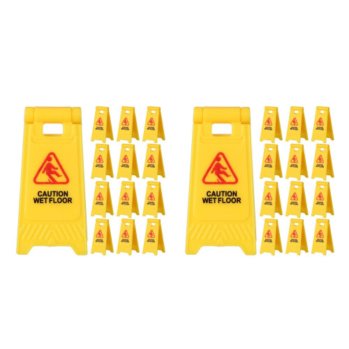 30Pcs Miniature Yellow Traffic Signs Plastic Driving Simulator Toy