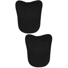 2Pcs Car Pillow Headrest Black Synthetic Fiber Neck Support