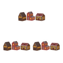 9Pcs Resin Japanese Miniature House Kit Multi-Color Fairy Garden Decor