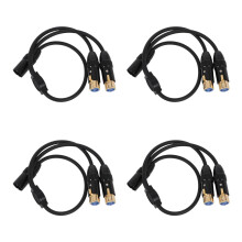 4Pcs Black Rubber Xlr Male to Dual Female Microphone Splitter Cord