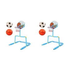 2Sets Portable Multi-Color ABS Pool Soccer Basketball Hoop Toy Set