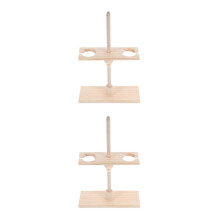 2Pcs Wooden Dual Funnel Holder Rack Adjustable Height Laboratory Stand
