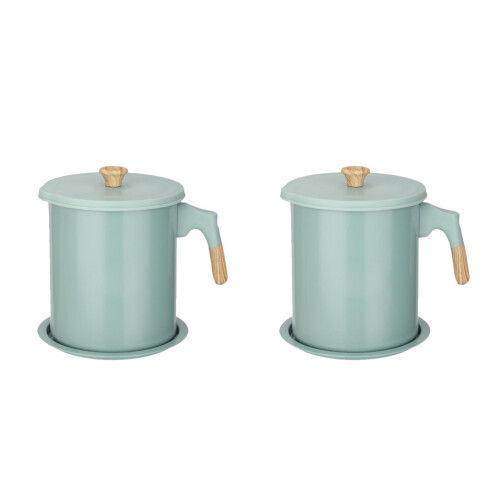 2Pcs Stainless Steel Oil Storage Can with Fine Mesh Strainer
