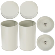 4Pcs Stylish White Tinplate Tea Canisters Airtight Kitchen Jars